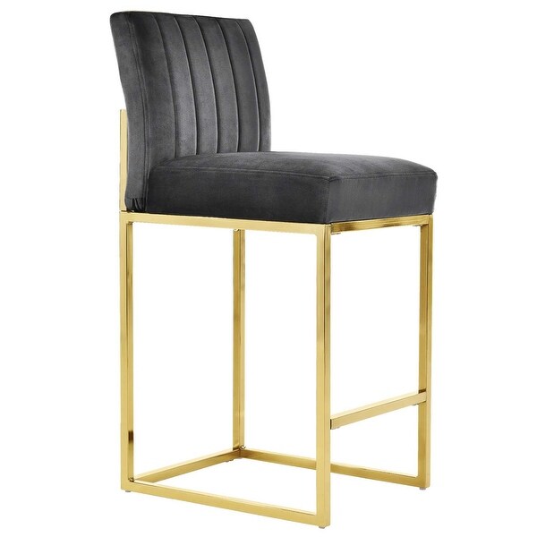 4pcs Modern Velvet Upholstered Bar Stools with Metal Legs