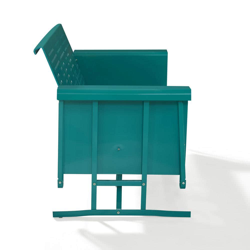 CROSLEY FURNITURE Bates 3Person Turquoise Metal Outdoor Glider