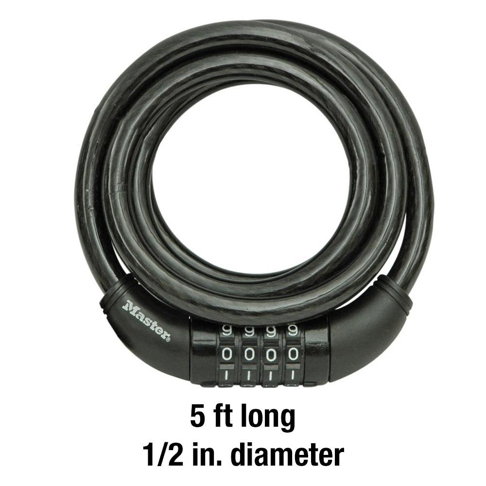 8370D 5 Ft. Braided Steel Cable With Vinyl Coating Set Your Own Combination Bike Lock