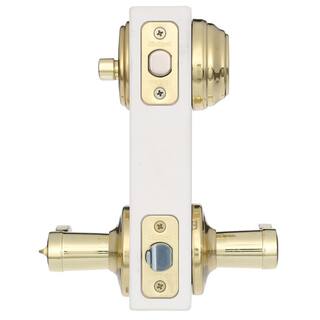 Kwikset Lido Polished Brass Exterior Entry Door Handle and Single Cylinder Deadbolt Combo Pack Featuring SmartKey Security 991LL 3 SMT CP