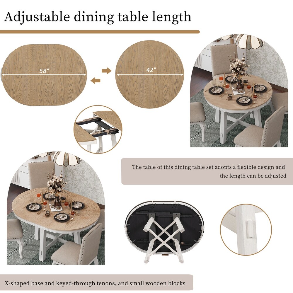 Farmhouse Round Extendable Dining Table with 16\