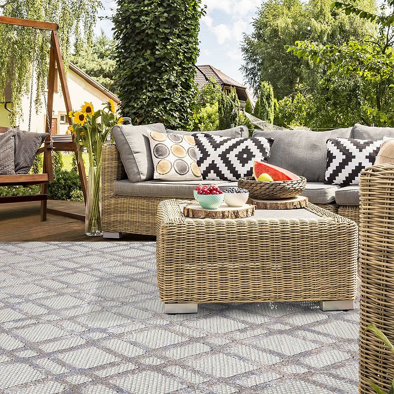 Superior Geometric Modern Diamond Lattice Indoor Outdoor Area Rug