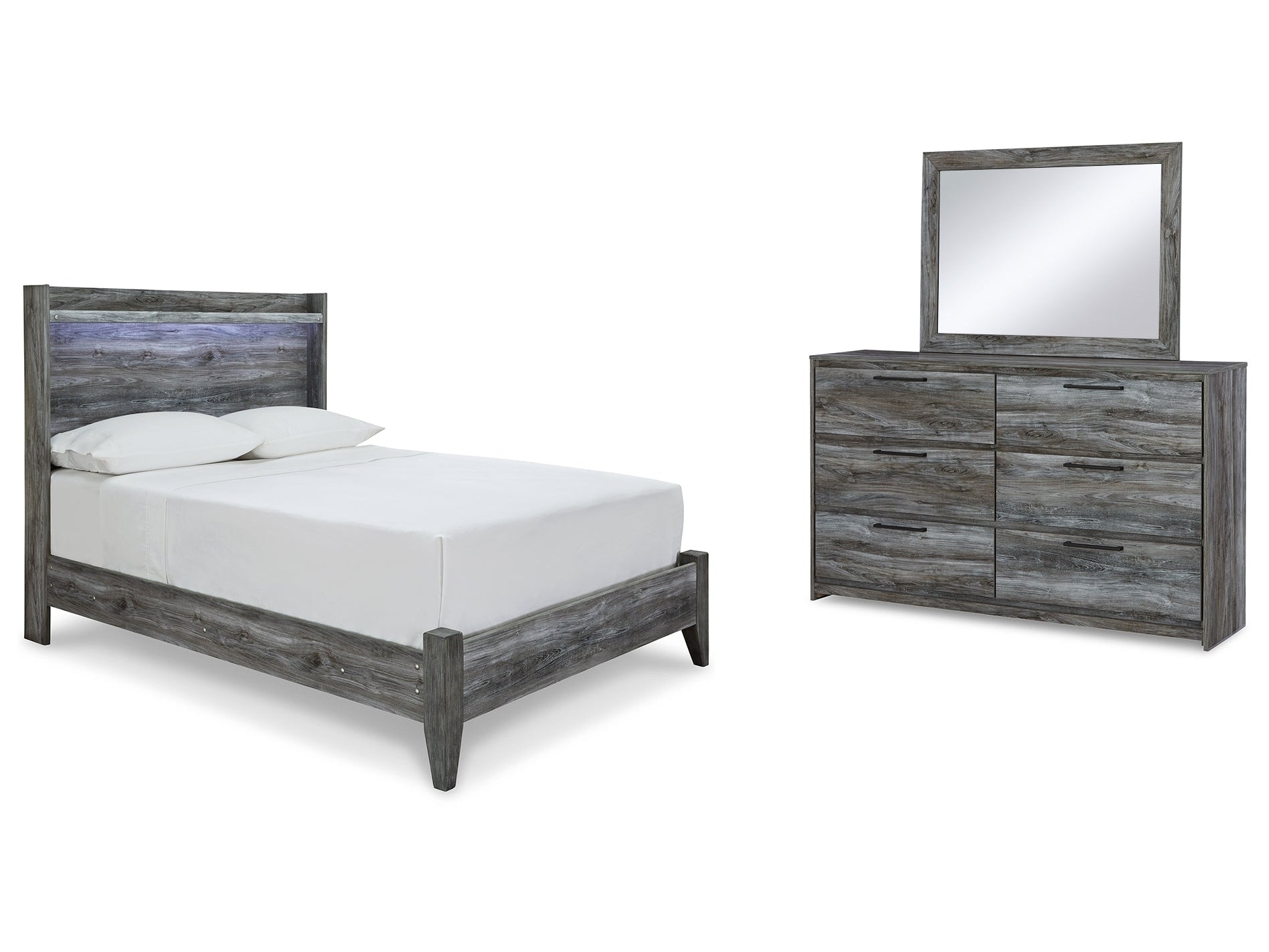 (Online Special Price) Baystorm Gray Full Panel Bedroom Set with Dresser and Mirror