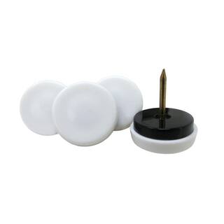 Everbilt 78 in. White Plastic Round Nail-On Furniture Glides with Nylon Base for Floor Protection (4-Pack) 4609744EB