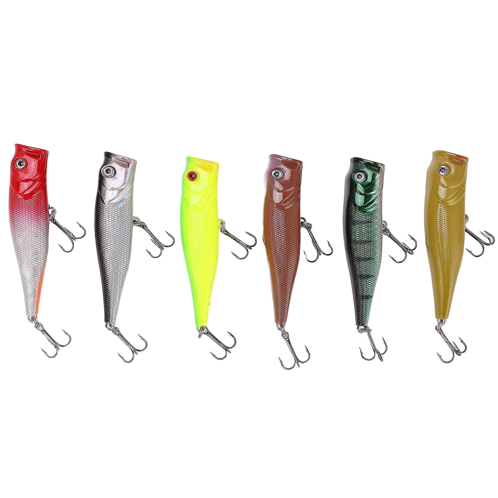 6 Pcs Simulation Popper Fishing Lure Plastic Fishing Bait For Saltwater Freshwater 6 Colors 8.5cm 13.4g