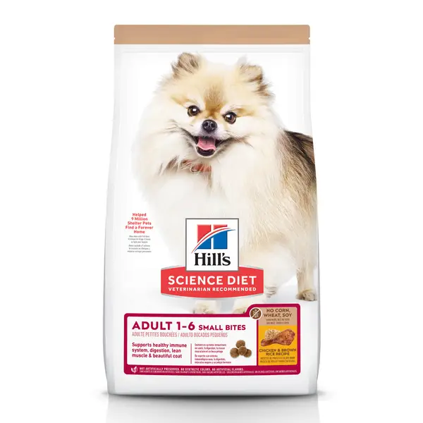 Hill's Science Diet 4 lb Adult Chicken Small Bites No Corn， Wheat or Soy Dry Dog Food