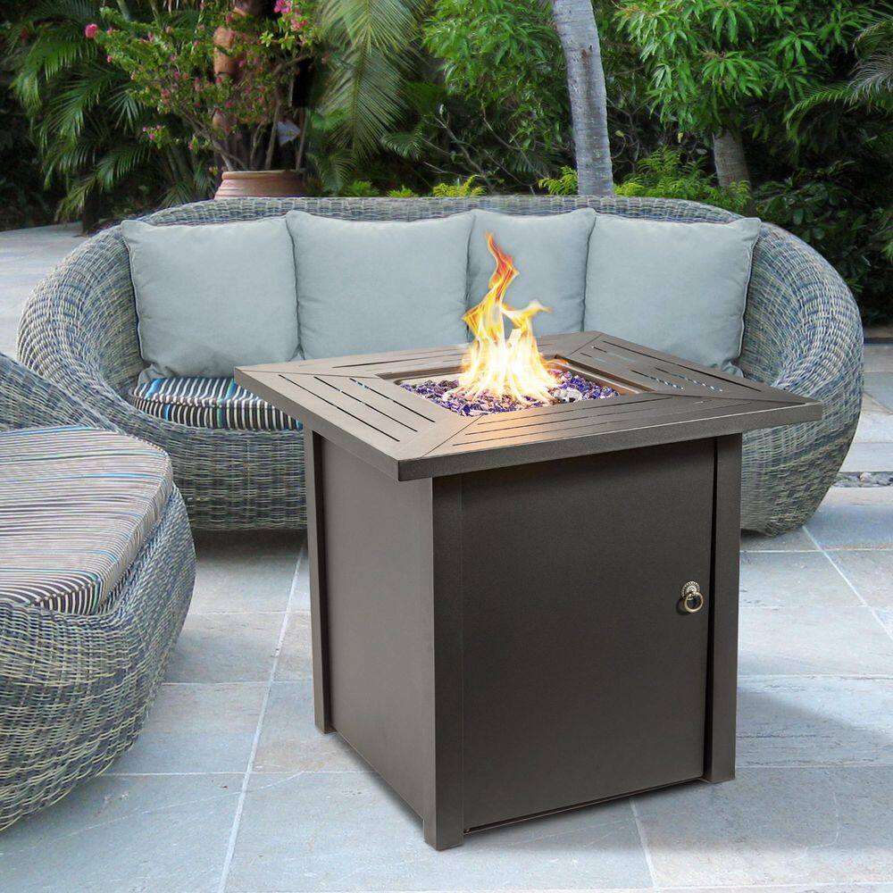 Teamson Home 30 in. Square Steel Propane Gas Fire Pit HF45701AA-S