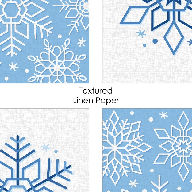 Big Dot Of Happiness Blue Snowflakes Unframed Winter Holiday Linen Paper Wall Art Set Of 4 Artisms 8 X 10 Inches