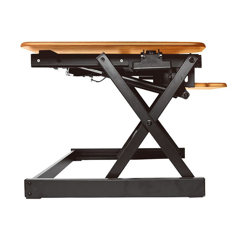 Rocelco Adjustable Standing Desk Converter， Teak and 30 Inch Dual Monitor Stand