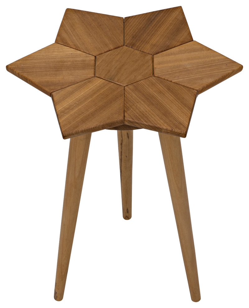 Petal Side Table  Gold Teak   Midcentury   Side Tables And End Tables   by HedgeApple  Houzz