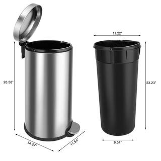 Innovaze 8 Gal. Stainless Steel Brushed Fingerprint-Resistant Round Step-On Trash Can MGCS-AS2005