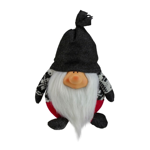 Charcoal Gray And Red Happy Smiling Gnome Christmas Tabletop Decor