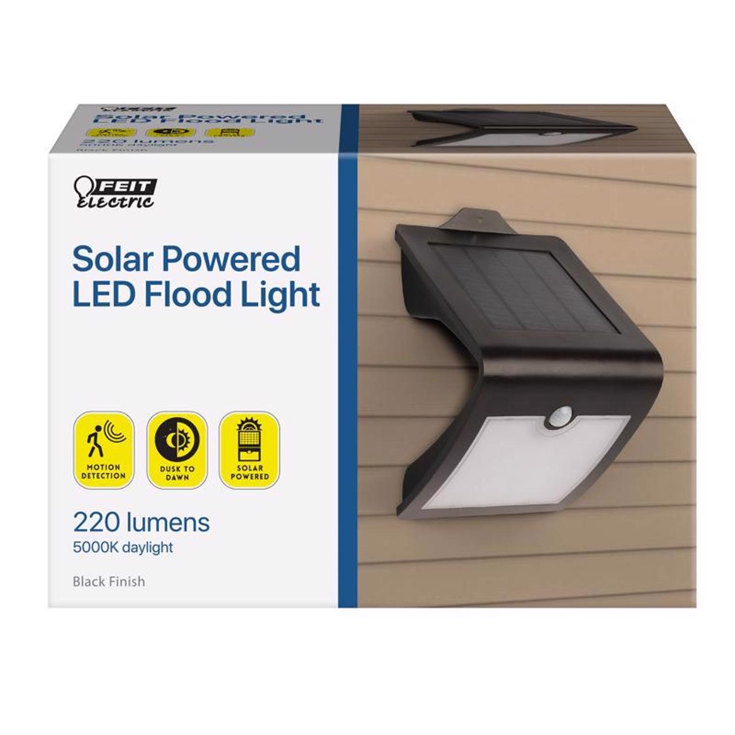 Feit LED Motion-Sensing Solar Powered LED Black Security Floodlight