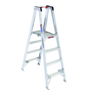 Werner 10 ft. Reach Aluminum Platform Twin Step Ladder with 300 lb. Load Capacity Type IA Duty Rating PT374