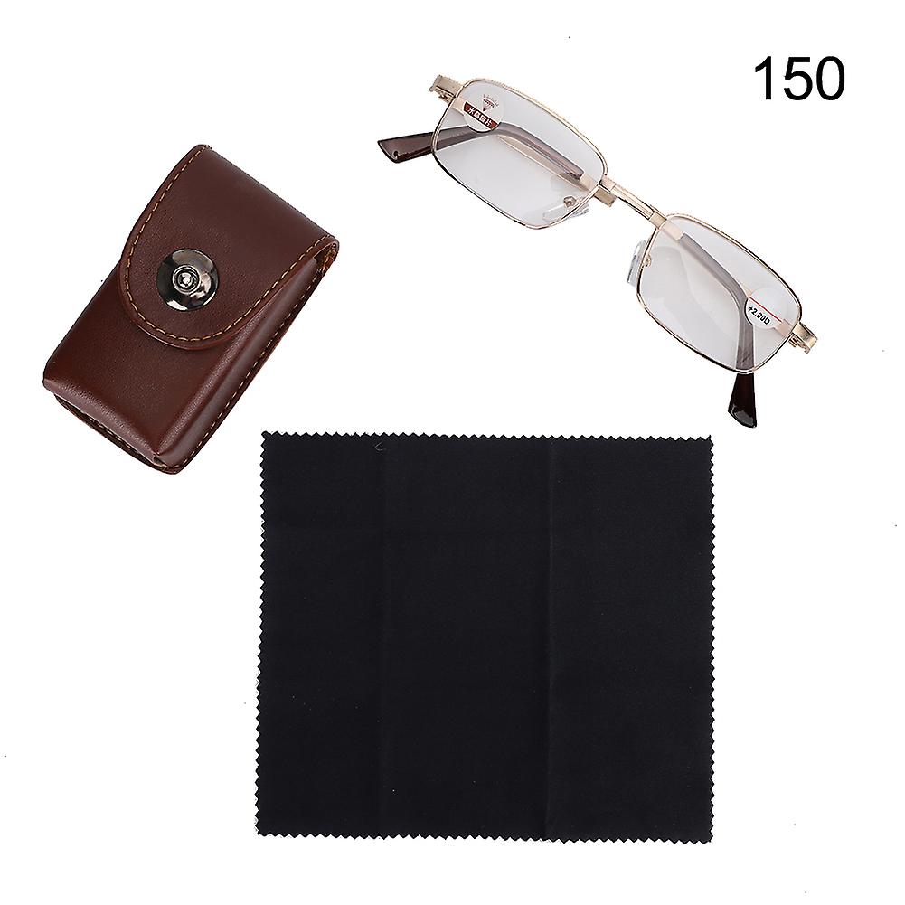 Stainless Steel Anti-slip Folding Reading Glasses Men Portable Eyewear Glasses For Elderly+150