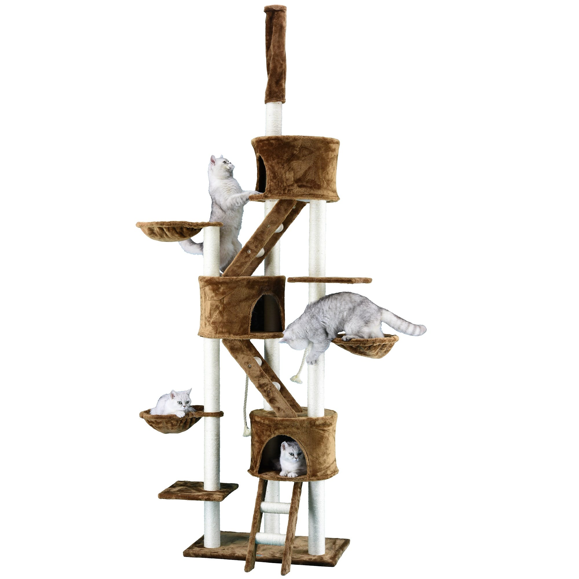 Go Pet Club Brown Cat Tree House with Sisal Covered Scratching Posts， 106