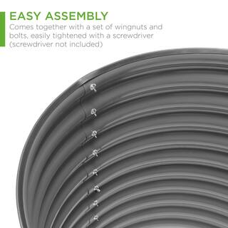 Best Choice Products 5.25 ft. x 2.7 ft. Oval Steel Raised Garden Bed Customizable Outdoor Planter for Gardening Plants in Dark Gray SKY6415