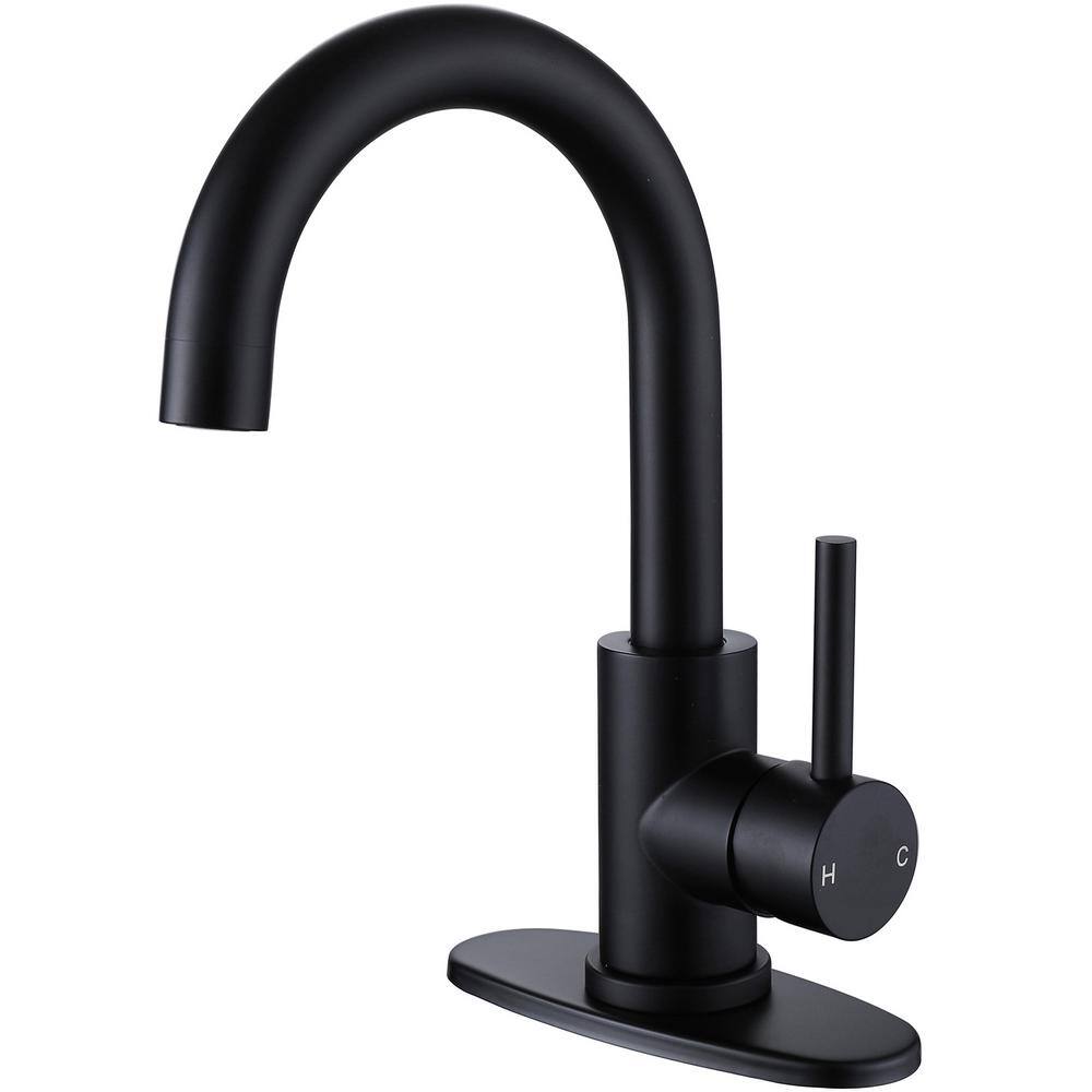 BWE Single Hole Single-Handle Bar Faucet With Swivel Spout in Matte Black B-96025-Black