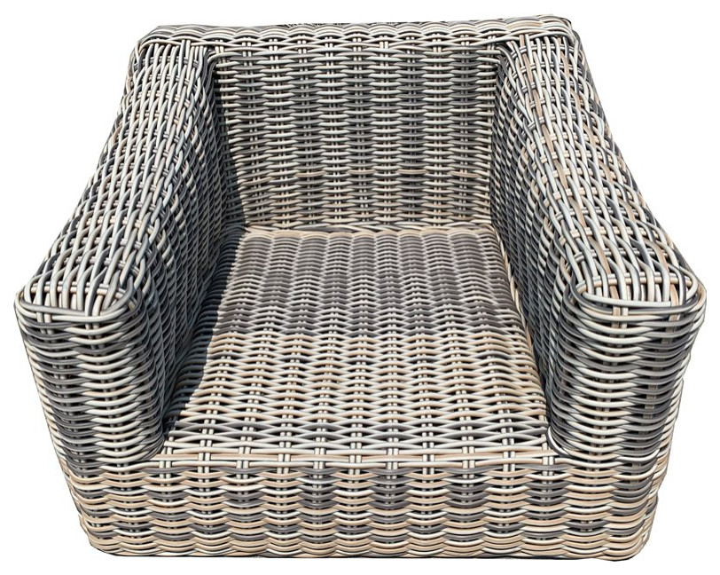 Hawaii Three Tone Wicker Gray/Off White/Beige Arm Chair in Silver Gray Cushion   Tropical   Outdoor Lounge Chairs   by Homesquare  Houzz