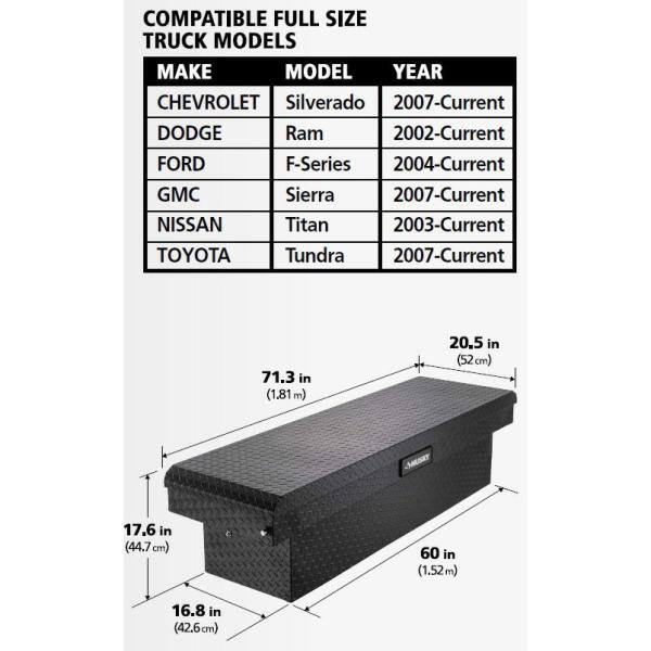 71.36 in. Matte Black Aluminum Full Size Crossbed Truck Tool Box