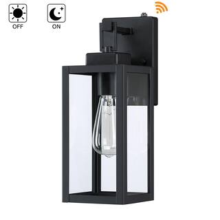 Hukoro 14 in 1-Light Matte Black Outdoor Wall Lantern with Dusk to Dawn (2-PACK) 2F19041-BK-S