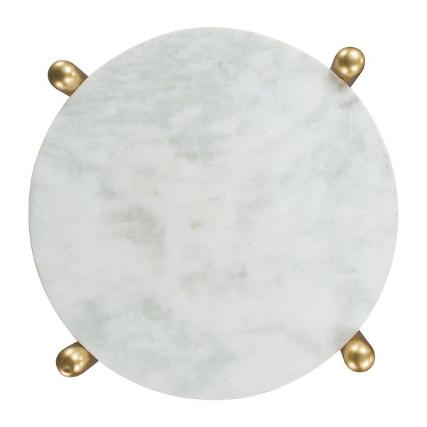 Mina Marble Side Table White and Gold - White， Brown， Gold - 18