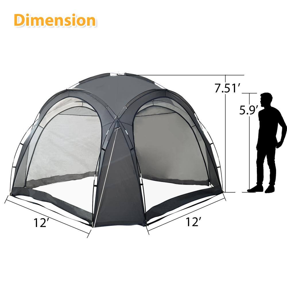 BTMWAY 12 ft. x 12 ft. 4-6-Person Portable Camping Tent with Side Wall UPF 50+ Pop-Up Beach Tent Sun Shelter CXXGY-GI70355W1212-Tent01