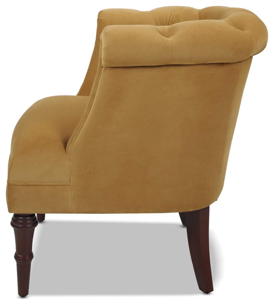 Mid Century Accent Chair  Velvet Seat With Elegant Tufted Curved Back   Transitional   Armchairs And Accent Chairs   by Decor Love  Houzz