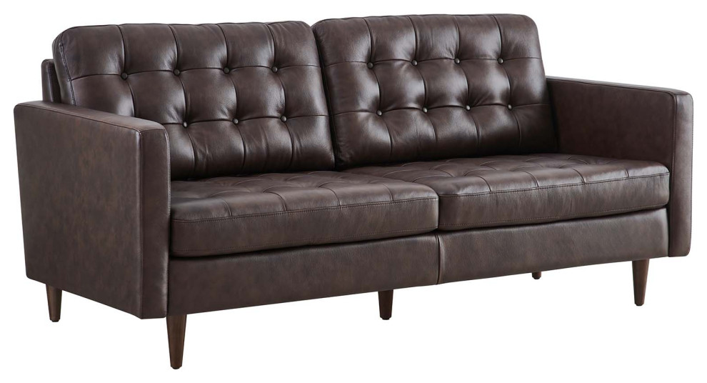 Exalt Tufted Vegan Leather Sofa   Midcentury   Sofas   by Modway  Houzz