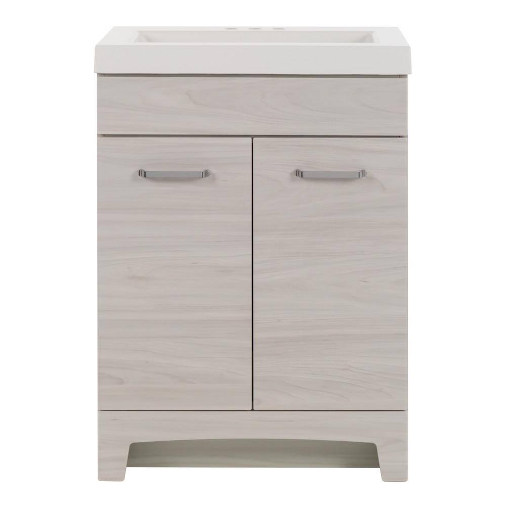 Glacier Bay Stancliff 24.5 in. W x 18.8 in. D x 34.3 in. H Freestanding Bath Vanity in Elm Sky with White Cultured Marble Top ST24P2-EK