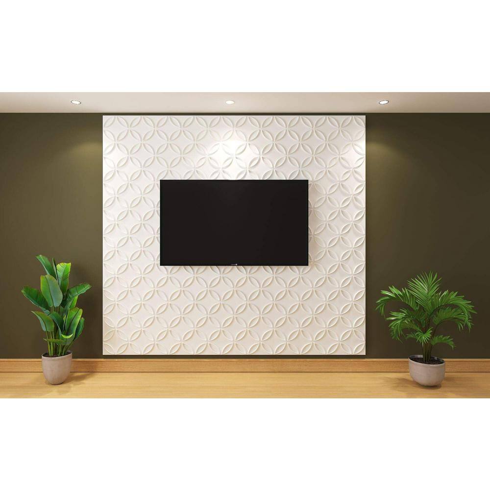 Art3d Interlocking Circles 19.7 in. x 19.7 in. PVC Wall Panel in Matt White for Interior Decoration (32 sq. ft.) A10hd048WTP12