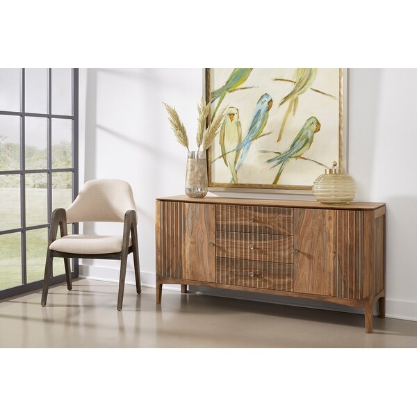 Somette Tabor Light Natural Sheesham Two Door Three Drawer Credenza