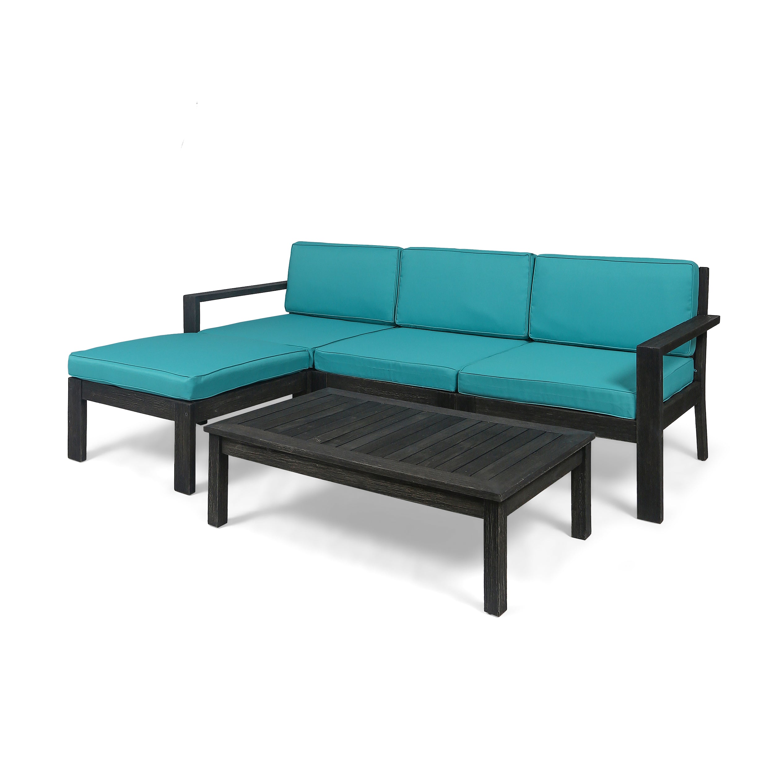 Makayla Ana Outdoor 3 Seater Acacia Wood Sofa Sectional with Cushions