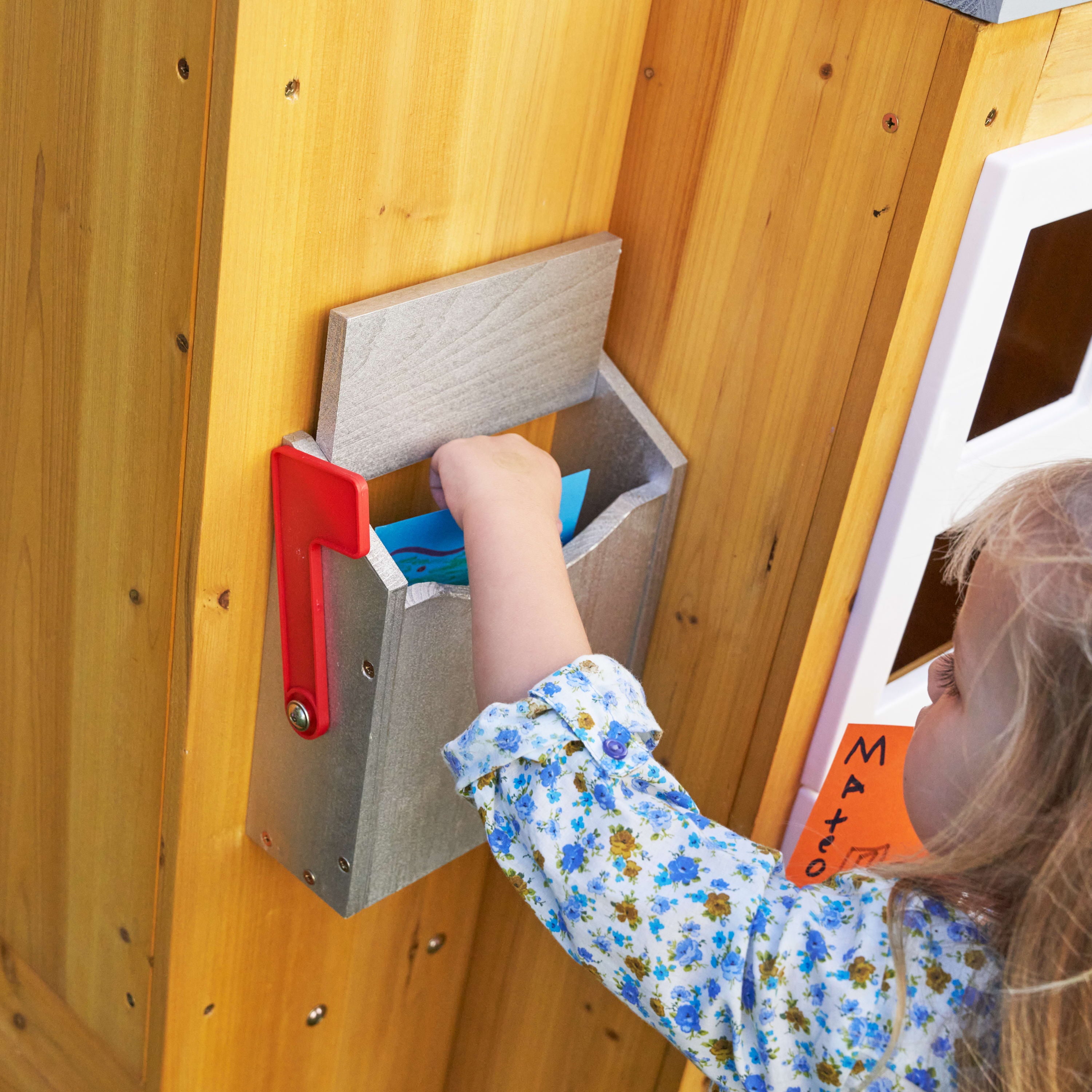 KidKraft Modern Outdoor Wooden Playhouse with Picnic Table, Mailbox and Outdoor Grill