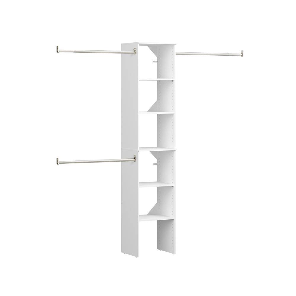 ClosetMaid Style+ 72 in. W - 113 in. W White Narrow Wood Closet System 4358