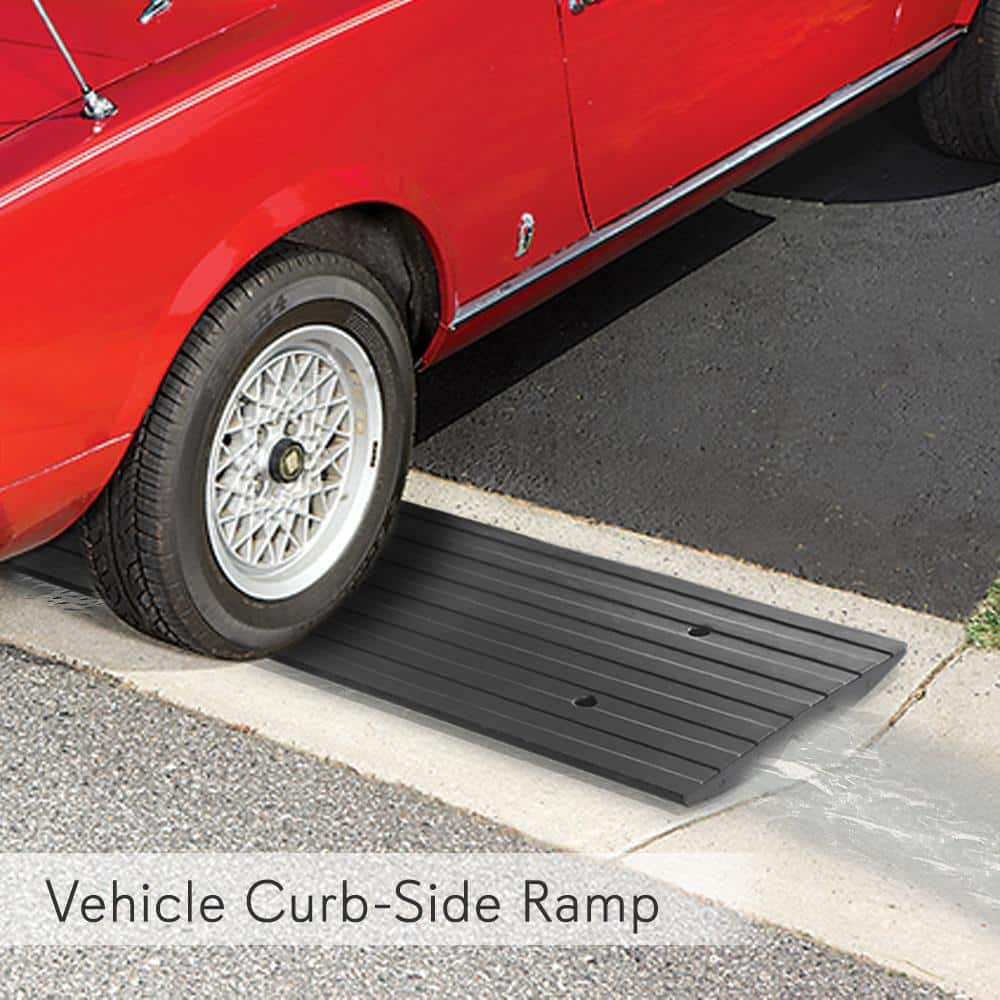 Pyle CarTruck Curb Ramps Driveway Rubber Threshold Car Curb-Side Bridges (3-Piece) PCRBDR23