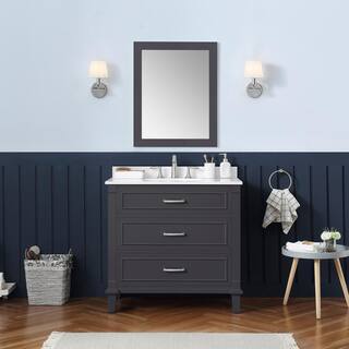 Home Decorators Collection Pinestream 36 in. W x 22 in. D Bath Vanity in Dark Charcoal with Cultured Stone Vanity Top in White with White Basin Pinestream 36C