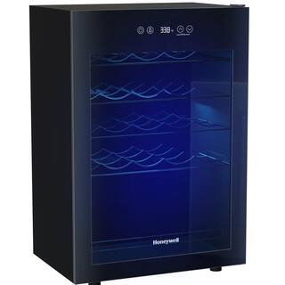 Honeywell 18.9 in. 24-Bottle Wine Cooler and 24-Can Beverage Cooler in Black with Digital Thermostat H24WCB