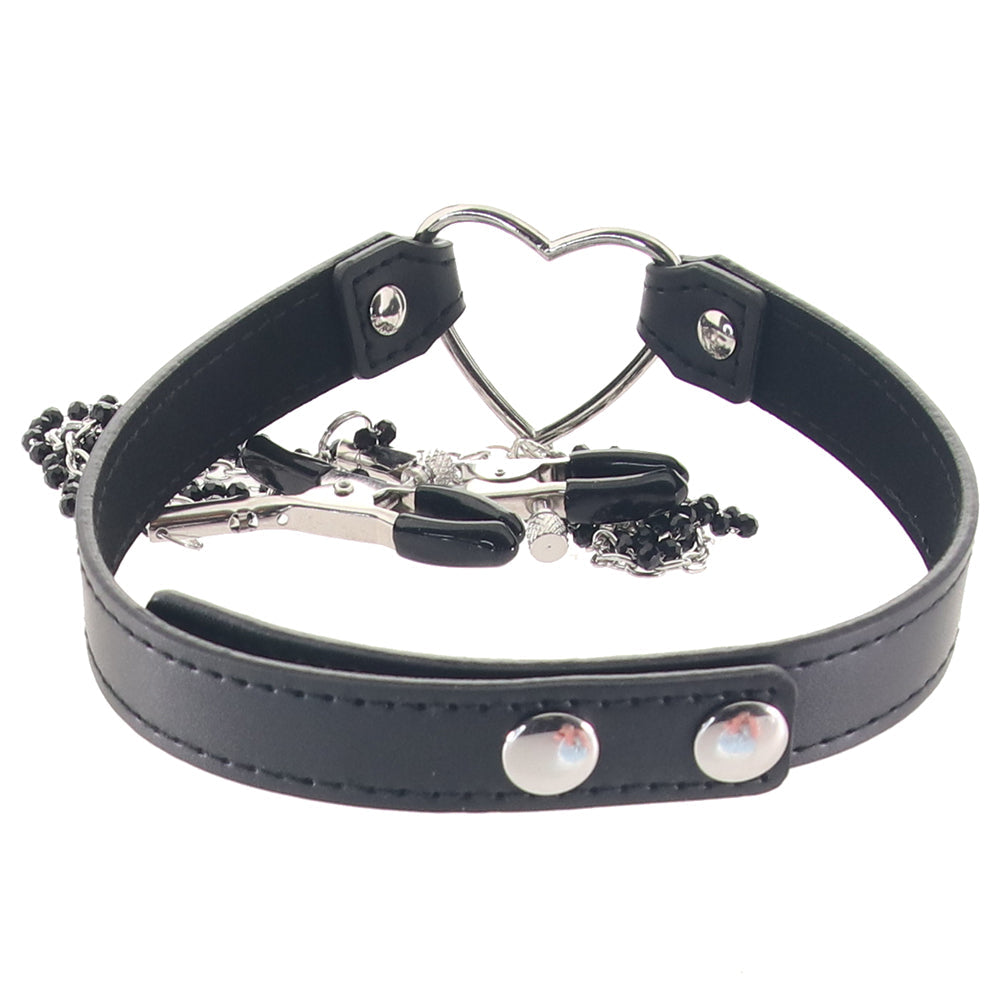 Sex & Mischief Amor Collar with Nipple Clamps