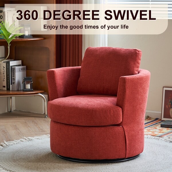 Swivel Barrel Chair，Comfy Round Accent Sofa Chair for Living Room，360 Degree Swivel Barrel Club Chair