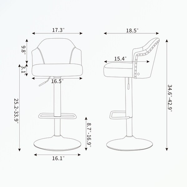 Swivel Bar Stools Adjustable Bent Wood Back Chrome Nailhead Trim