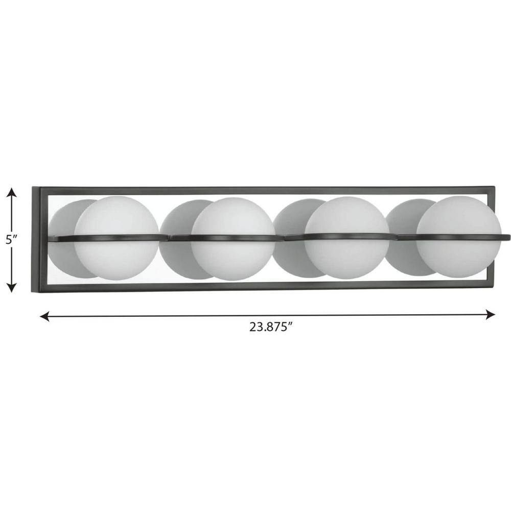 Progress Lighting Pearl LED Collection 4-Light Matte Black Opal Glass LED Modern Wall Light P300313-031-30