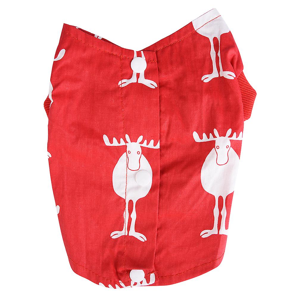 Pet Clothes Christmas Deer Red Vest Dog Sleeveless Shirt For Medium Small Dogs(s)