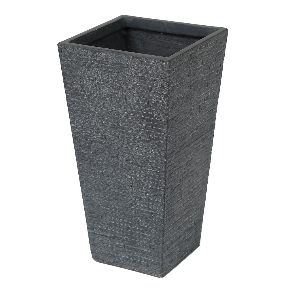 1 piece Stone Grey MgO Textured Tall Tapered Square Planter   18.5\