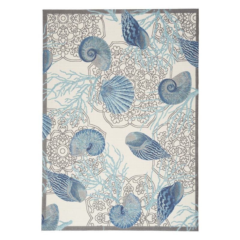 Waverly Sun N' Shade Coastal Mandala Indoor Outdoor Rug