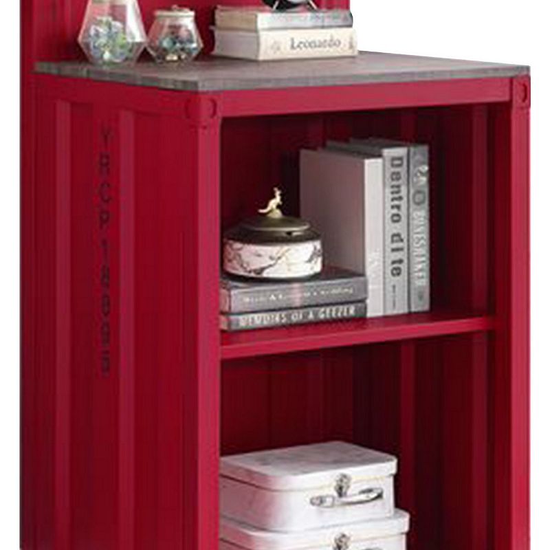 Reception Desk with Container Style and 3 Tier Shelves， Red