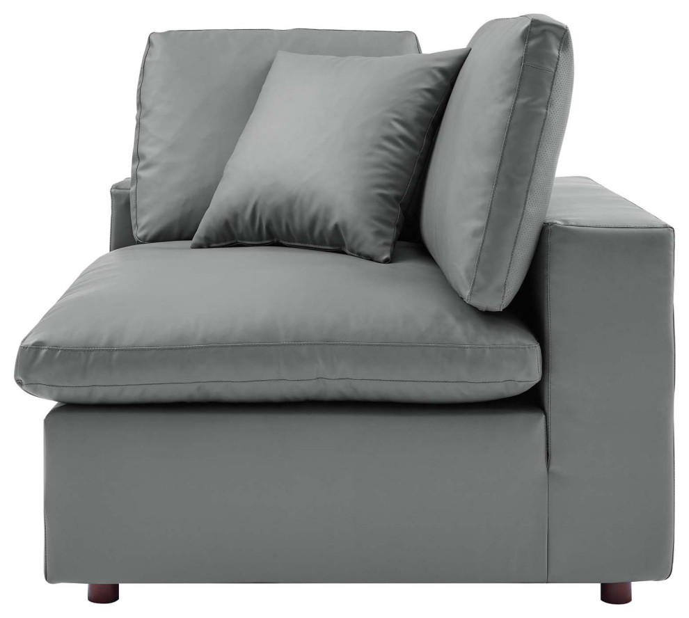 Sofa  Faux Vegan Leather  Gray  Modern  Living Lounge Hotel Hospitality   Transitional   Sofas   by House Bound  Houzz