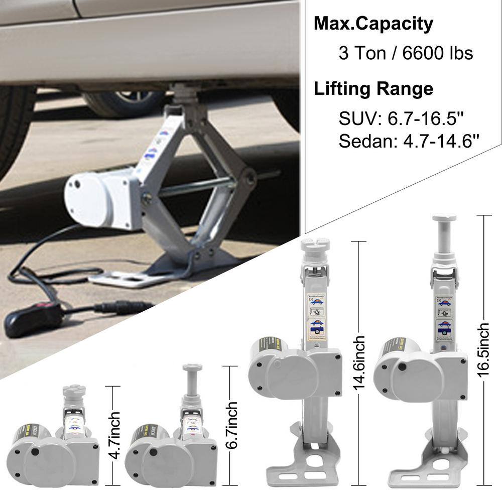 VEVOR Electric Car Jack 3 Ton Floor Jack 12 Volt All-in-One Electric Scissor Jack with Inflator Pump QJD3TTJDCQB000001V9