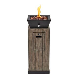 Hampton Bay 29 in. W x 11.8 in. H Square Faux Wood Finish Fire Column FP11074