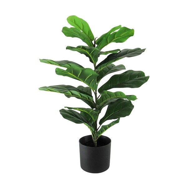 27in Real Touch Artificial Small Fiddle Leaf Fig Tree Plant in Black Pot